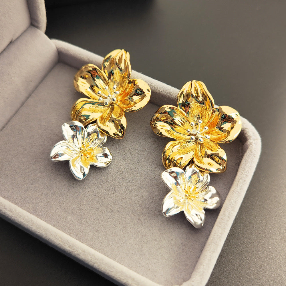 Clashing Ruffled Flowers Earrings