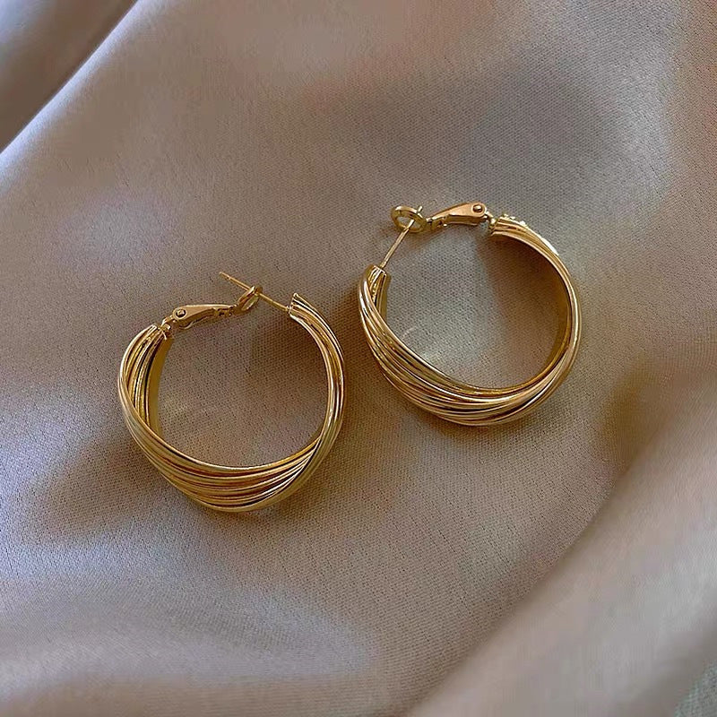 Geometric Metal Hooper Earrings