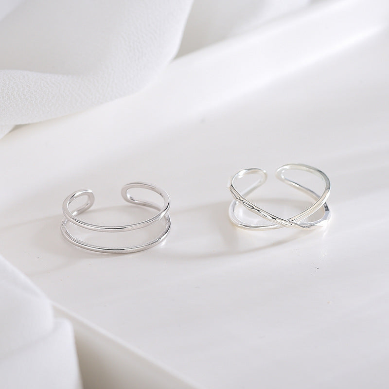 Simple geometric lines 925 sterling silver ring
