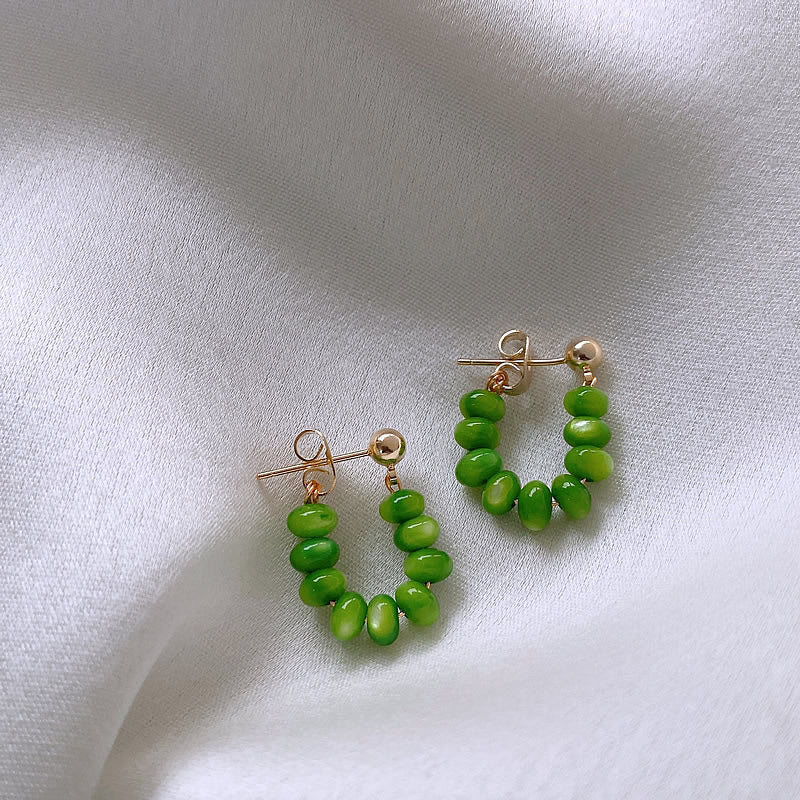 Green Beaded Earrings