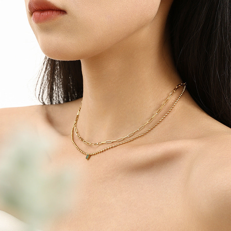 Emerald Square Zircon Necklace