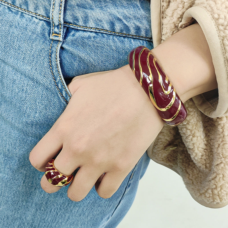Enamel Irregular Floral Vintage Ring