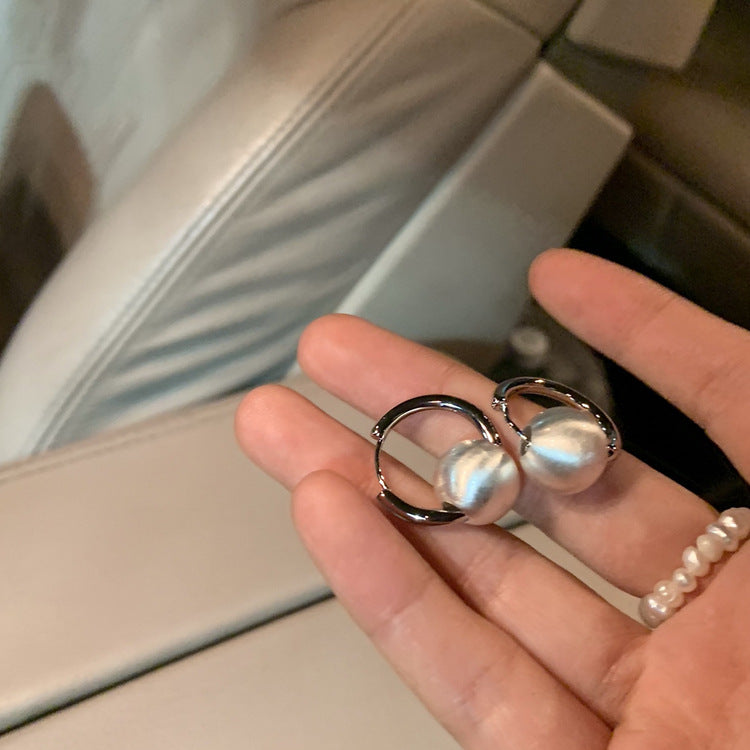 Brushed Ball Hoop Earrings