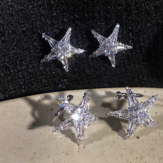 Zirconia Star Earrings/Ear Cuff