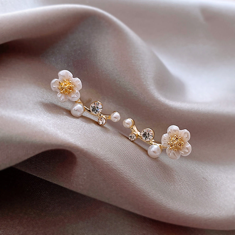 Flower Pearl & Crystal Earrings