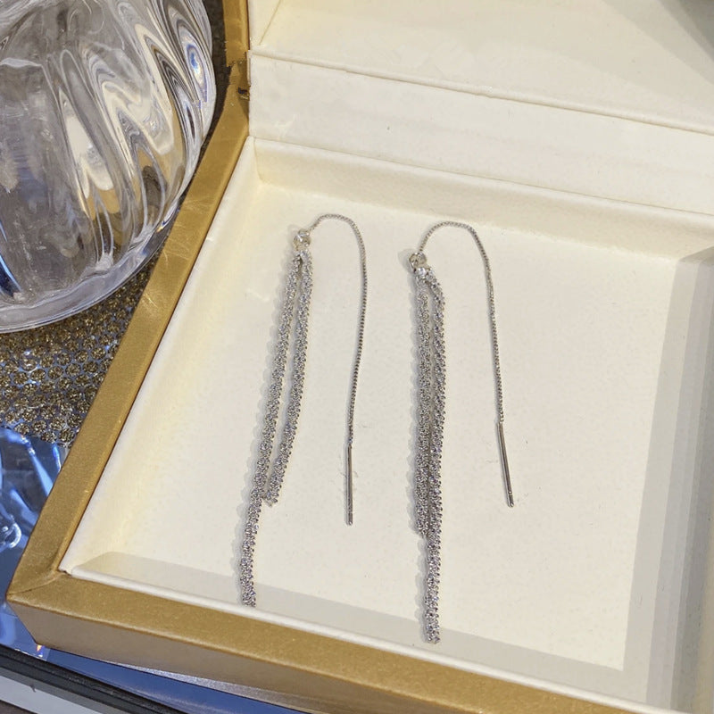 Full Star Chain Tassel Long Earwire Earrings