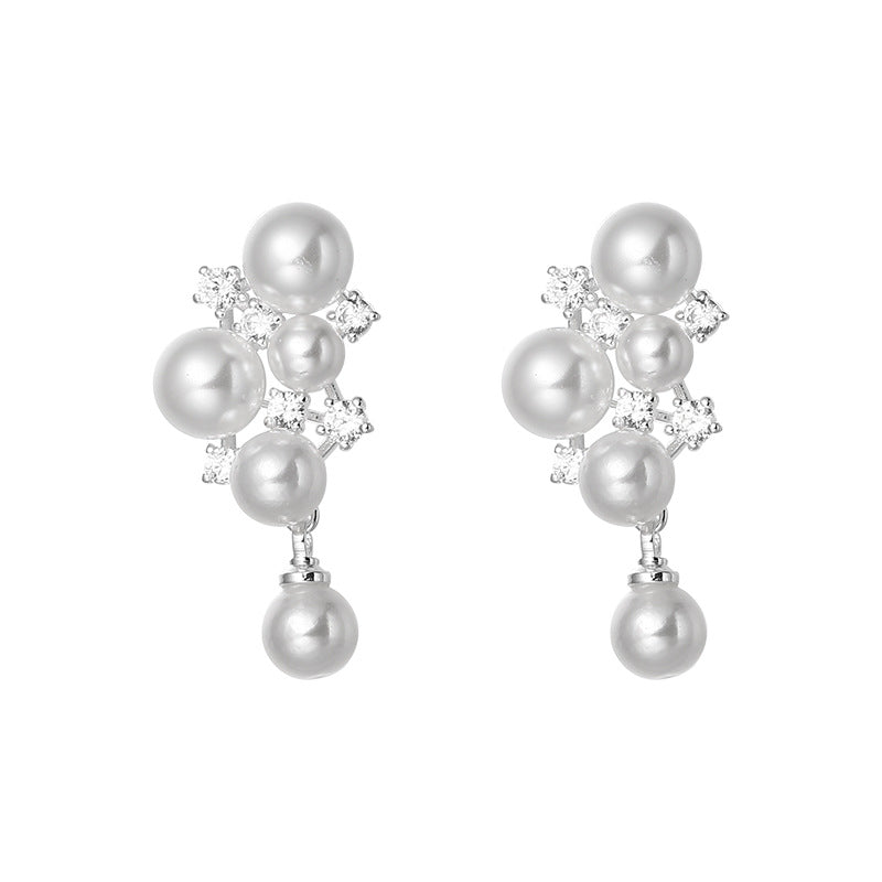 Pearl Zirconia Stud Earrings