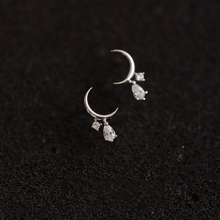 925 Sterling Silver Mini Moon Earrings