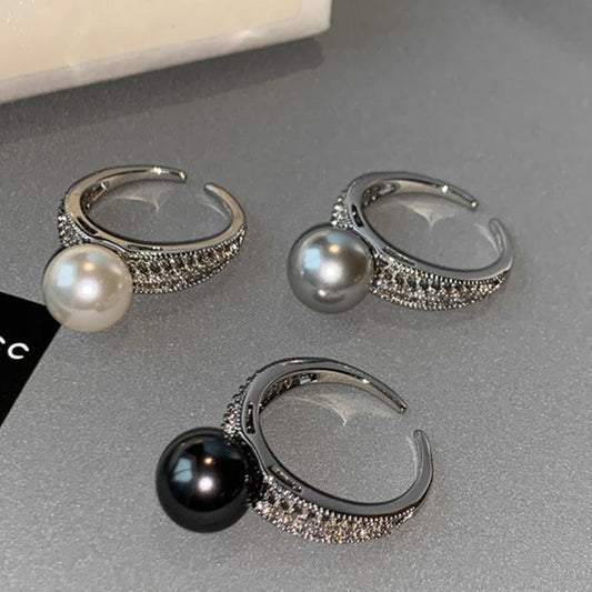 Vintage Sterling Silver Skeleton Pearl Ring