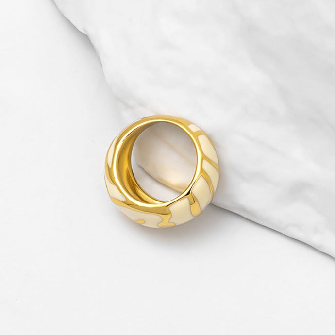Enamel Irregular Floral Vintage Ring