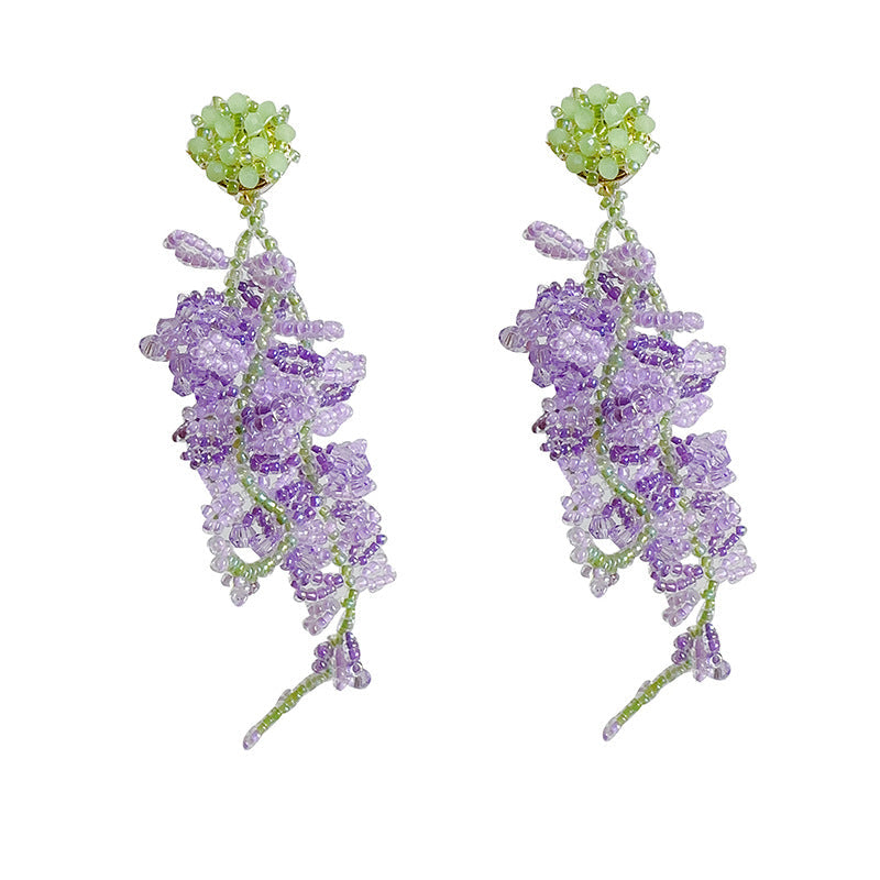 Oil Painting Wisteria Tassel Earrings
