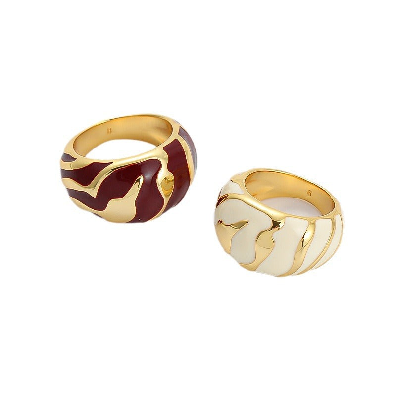 Enamel Irregular Floral Vintage Ring