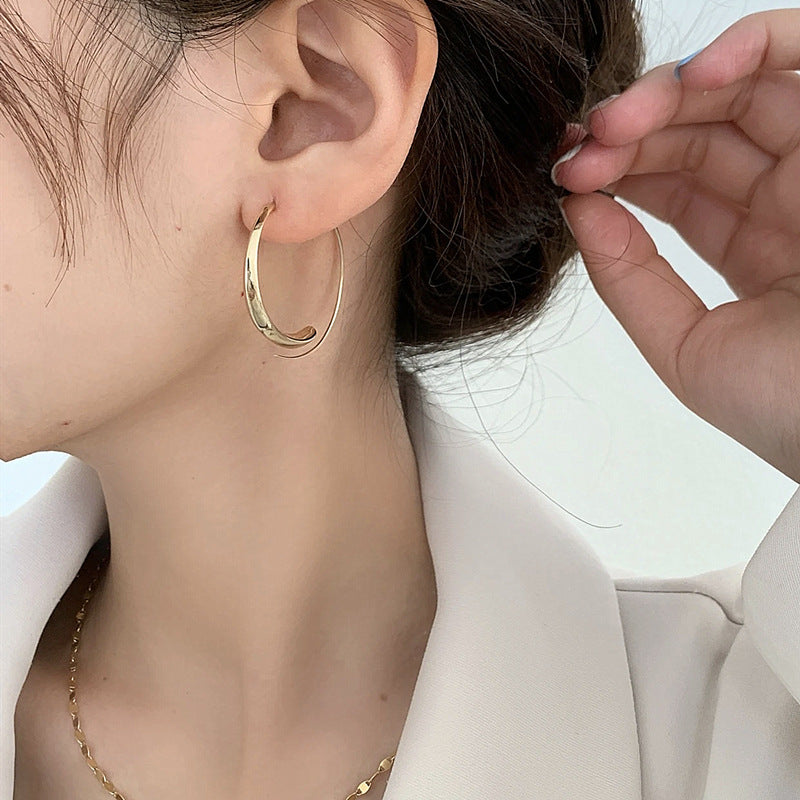 Large Curved Hoop Earrings