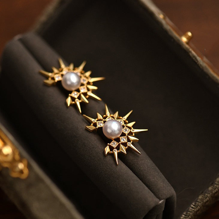 Sunburst' Pearl Earrings