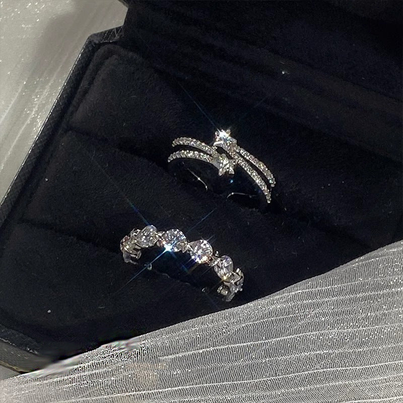 Double Layered Star Surrounding Star Adjustable Ring