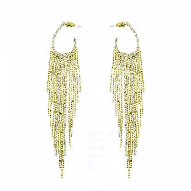 Round Long Tassel Earrings