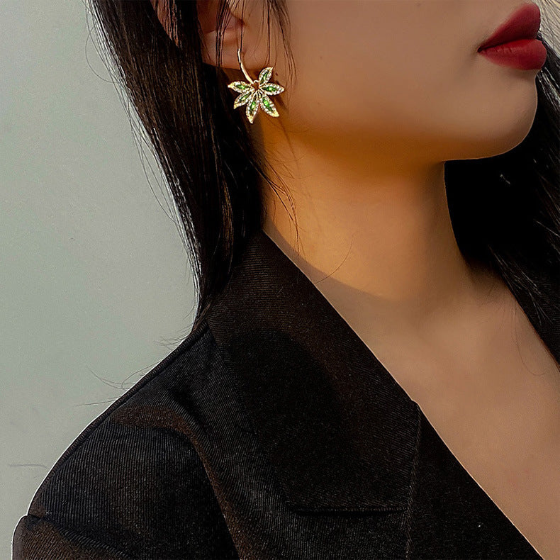 Enchanted Green Leaf Earrings