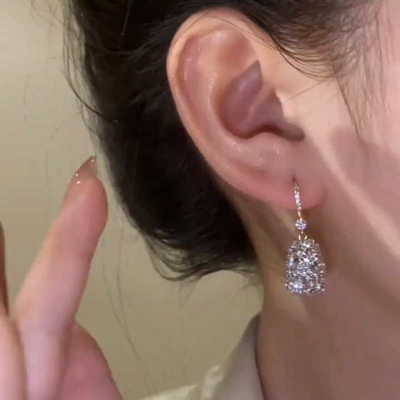 French Delicate Diamond Square Earrings
