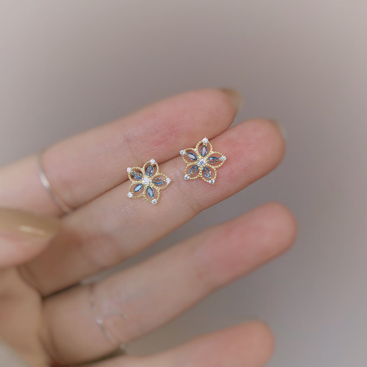 Sterling Silver Sapphire Orchid Earrings