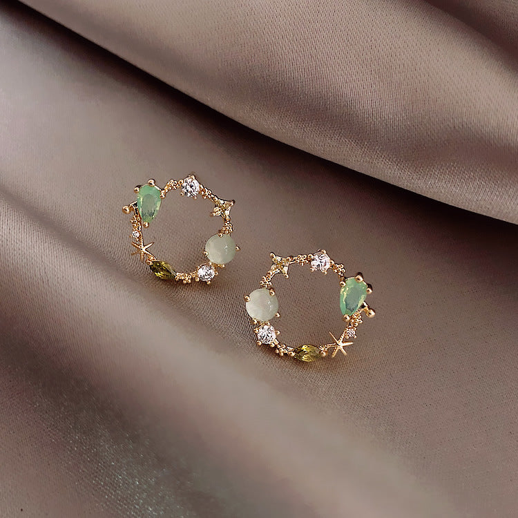 Round Crystal Flower Earrings