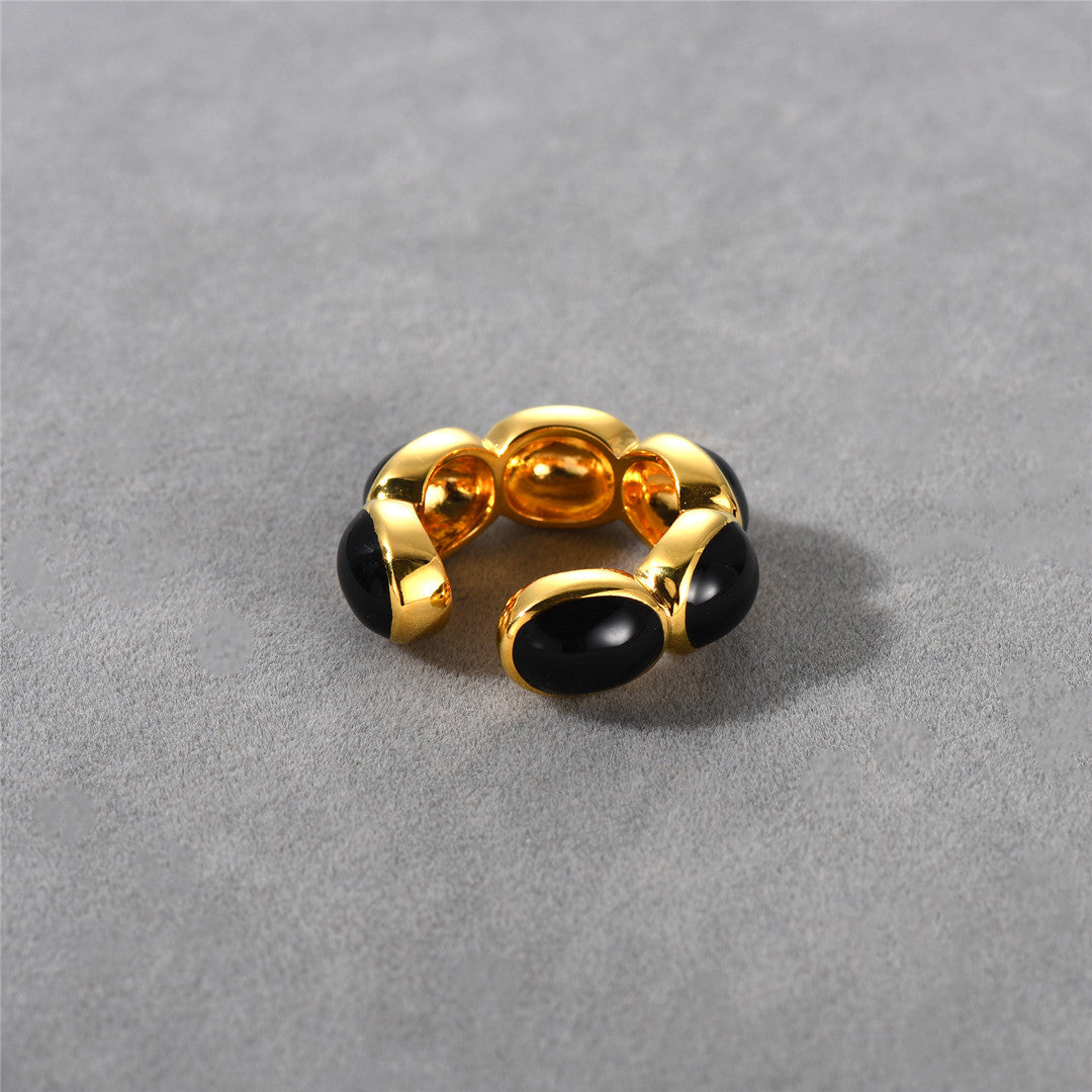 Gold Trimmed Onyx Ear Cuff/Rings