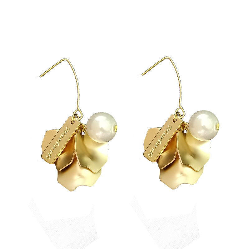 Gold Flower Pearl Earrings