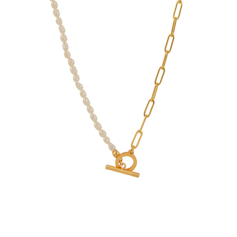 T-button pearl necklace