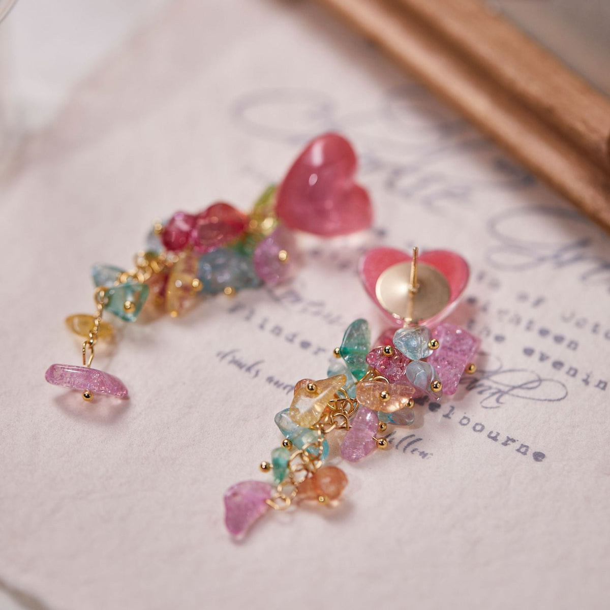 Vacation Style Irregular Colorful Crushed Stone Earrings