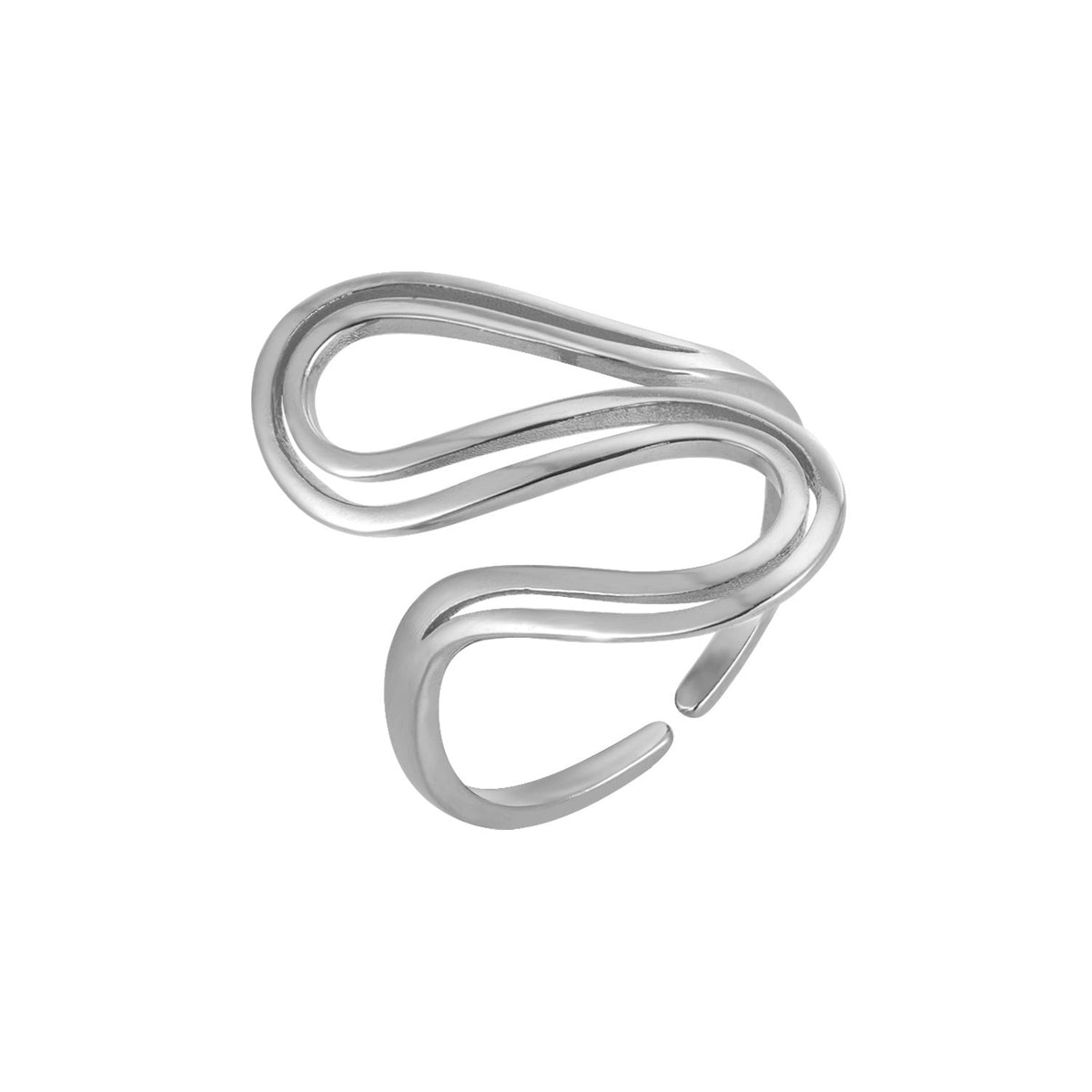 Sterling Silver Openwork S-Shaped Adjustable Ring