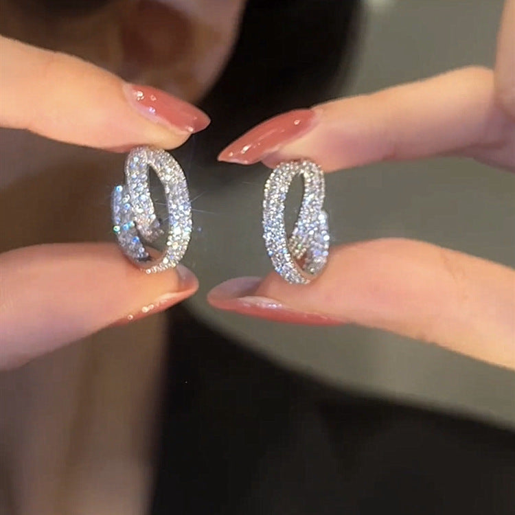 Crossover Micro Zirconia Earrings