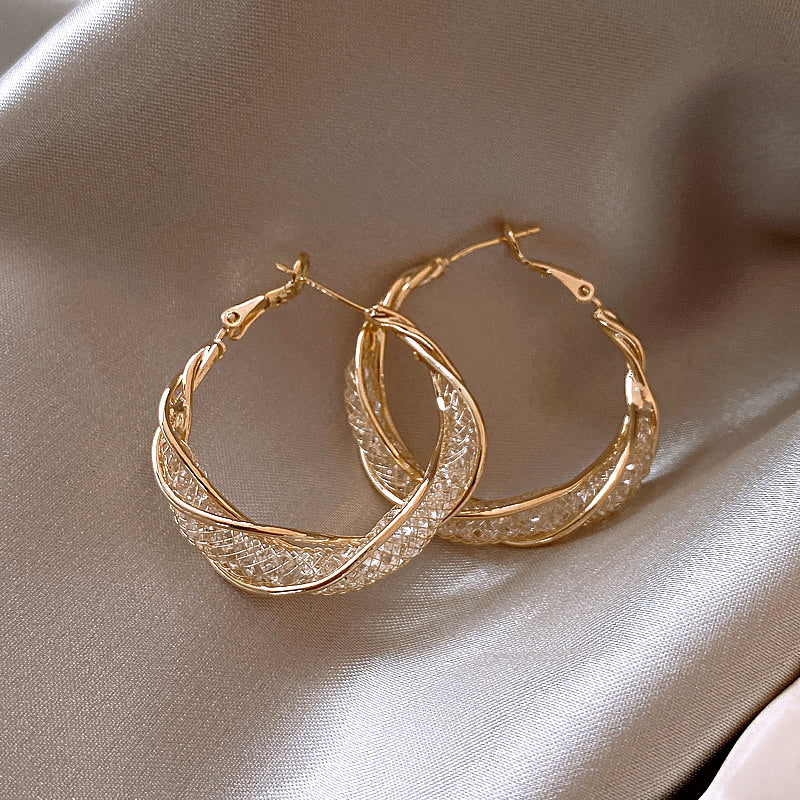 Crystal Twisted Hoope Earrings