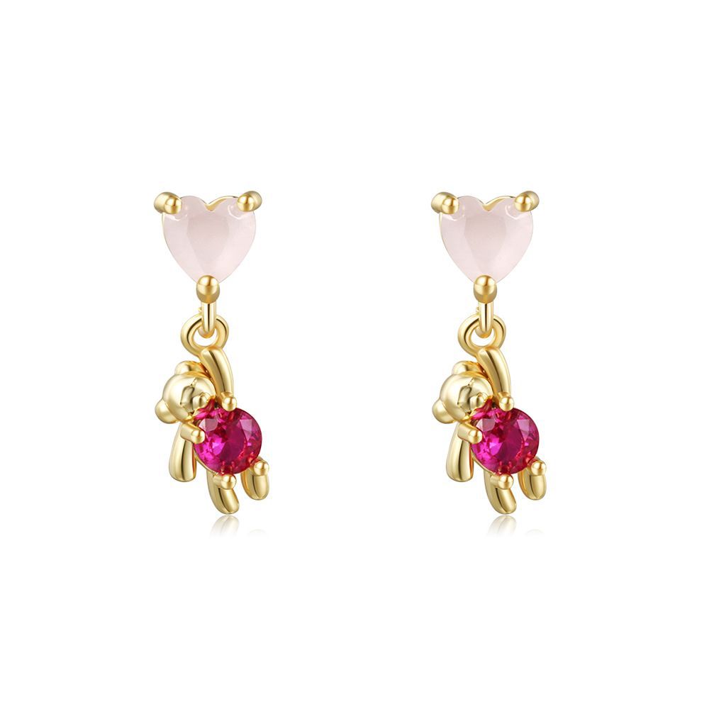18K Gold Plated Bear Stud Earrings Set