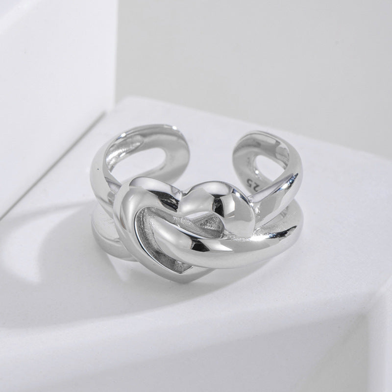 S925 Sterling Silver Heavy Duty Heart Ring