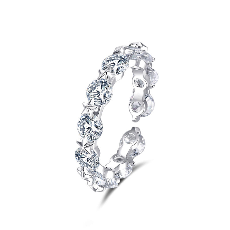 Double Layered Star Surrounding Star Adjustable Ring