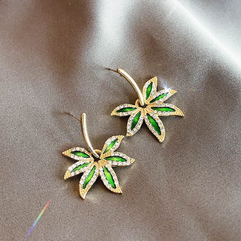 Enchanted Green Leaf Earrings