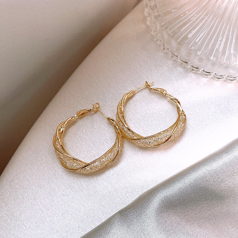Crystal Twisted Hoope Earrings