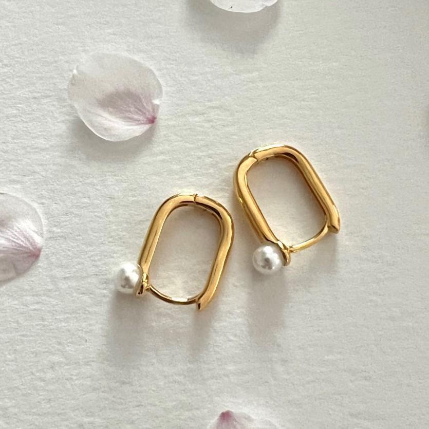 Sterling Silver Square Pearl Earrings