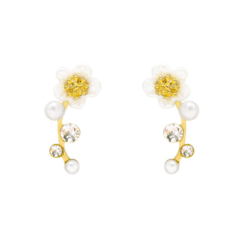 Flower Pearl & Crystal Earrings