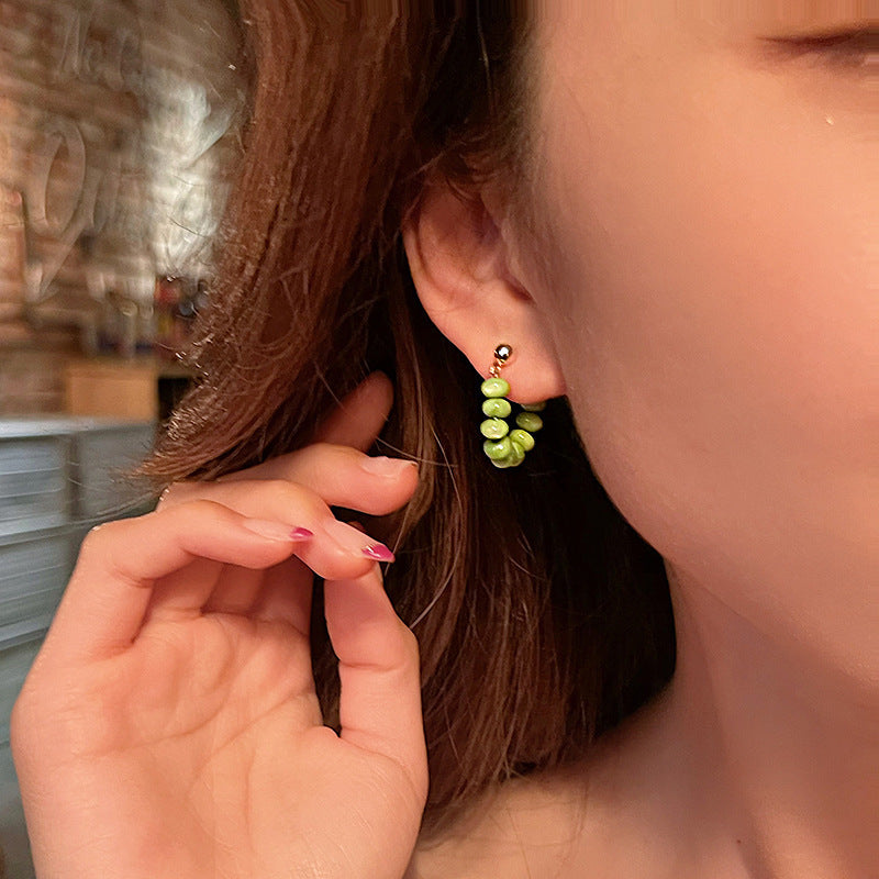 Green Beaded Earrings