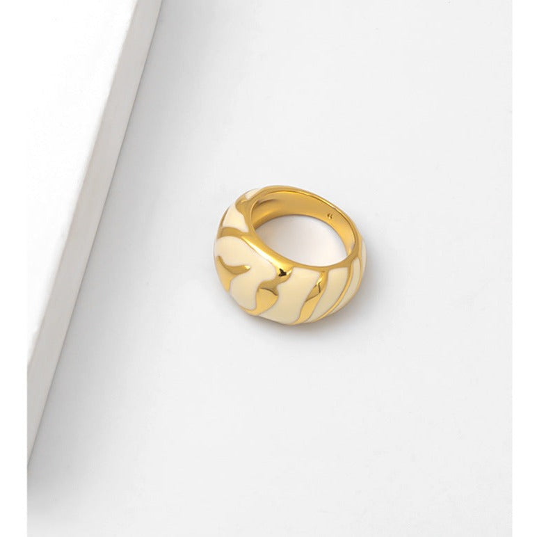 Enamel Irregular Floral Vintage Ring