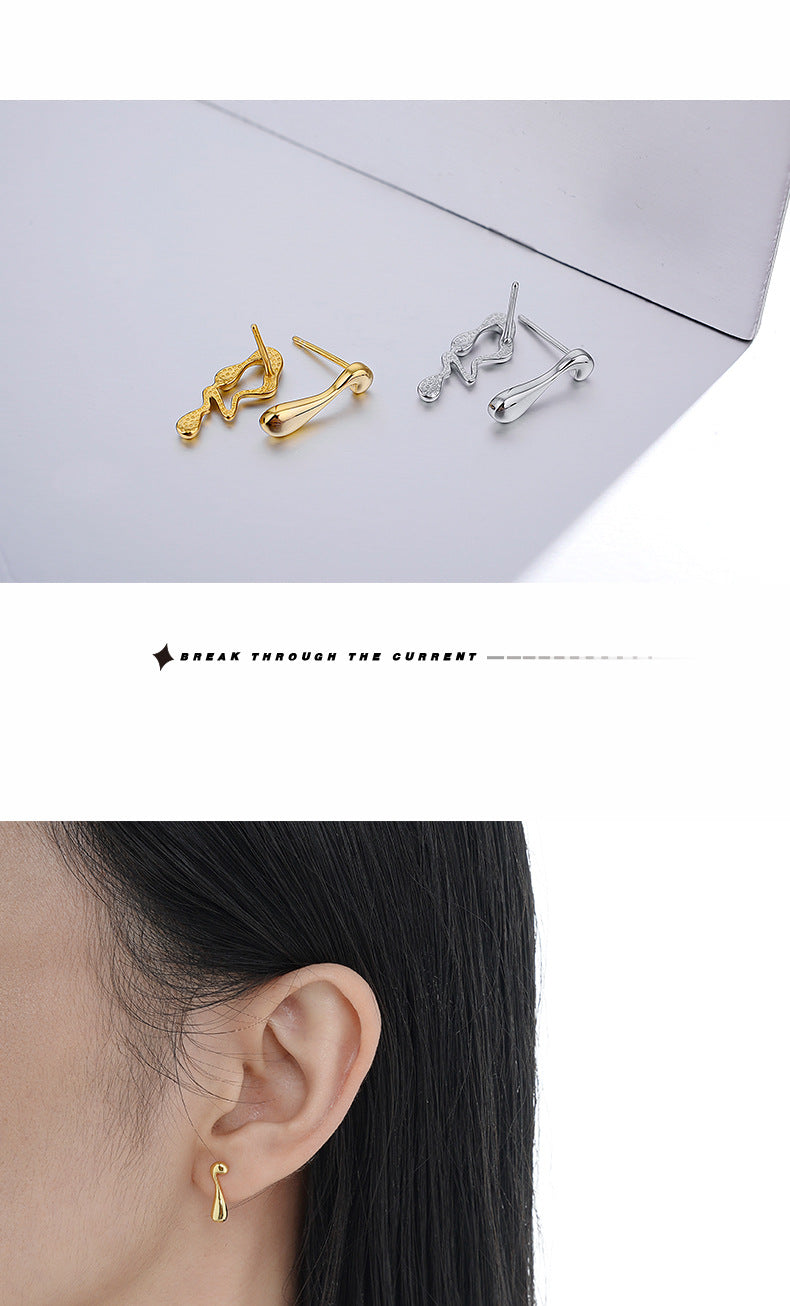 925 Sterling Silver Irregular Water Drop Earrings