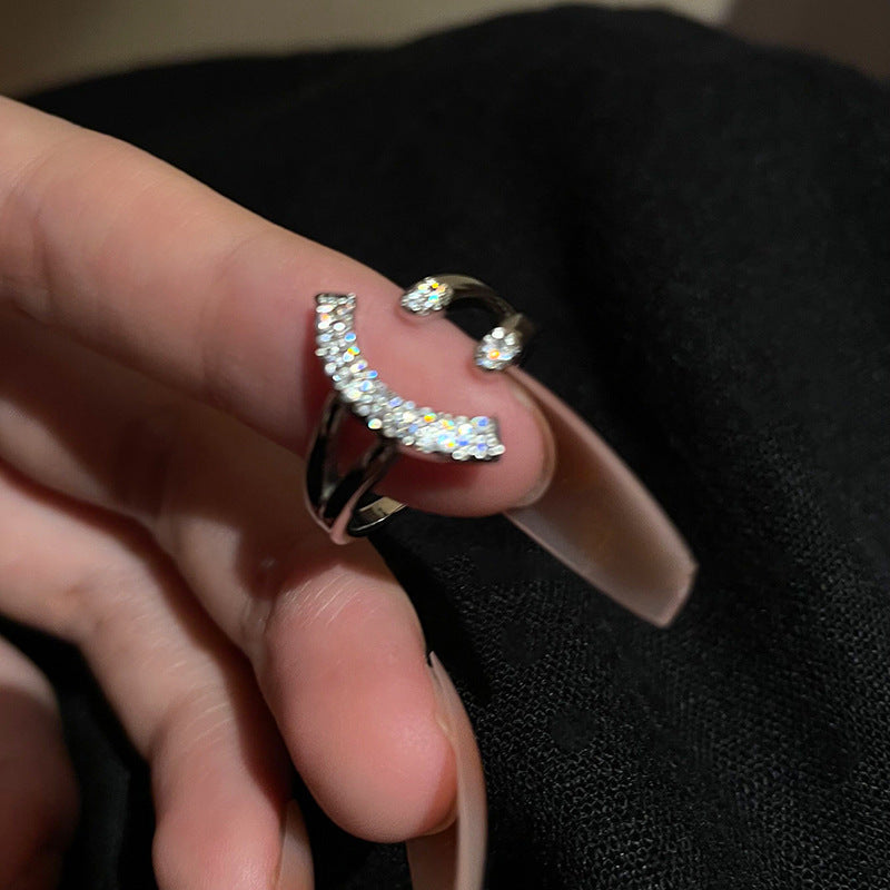 Smiling Zirconia Adjustable Ring