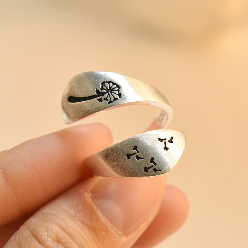 Make A Wish' Sterling Silver Dandelion Ring