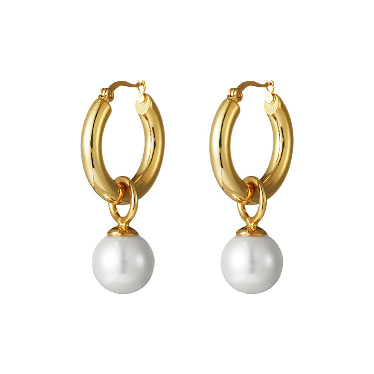 Nuri Pearl Hoop Earrings