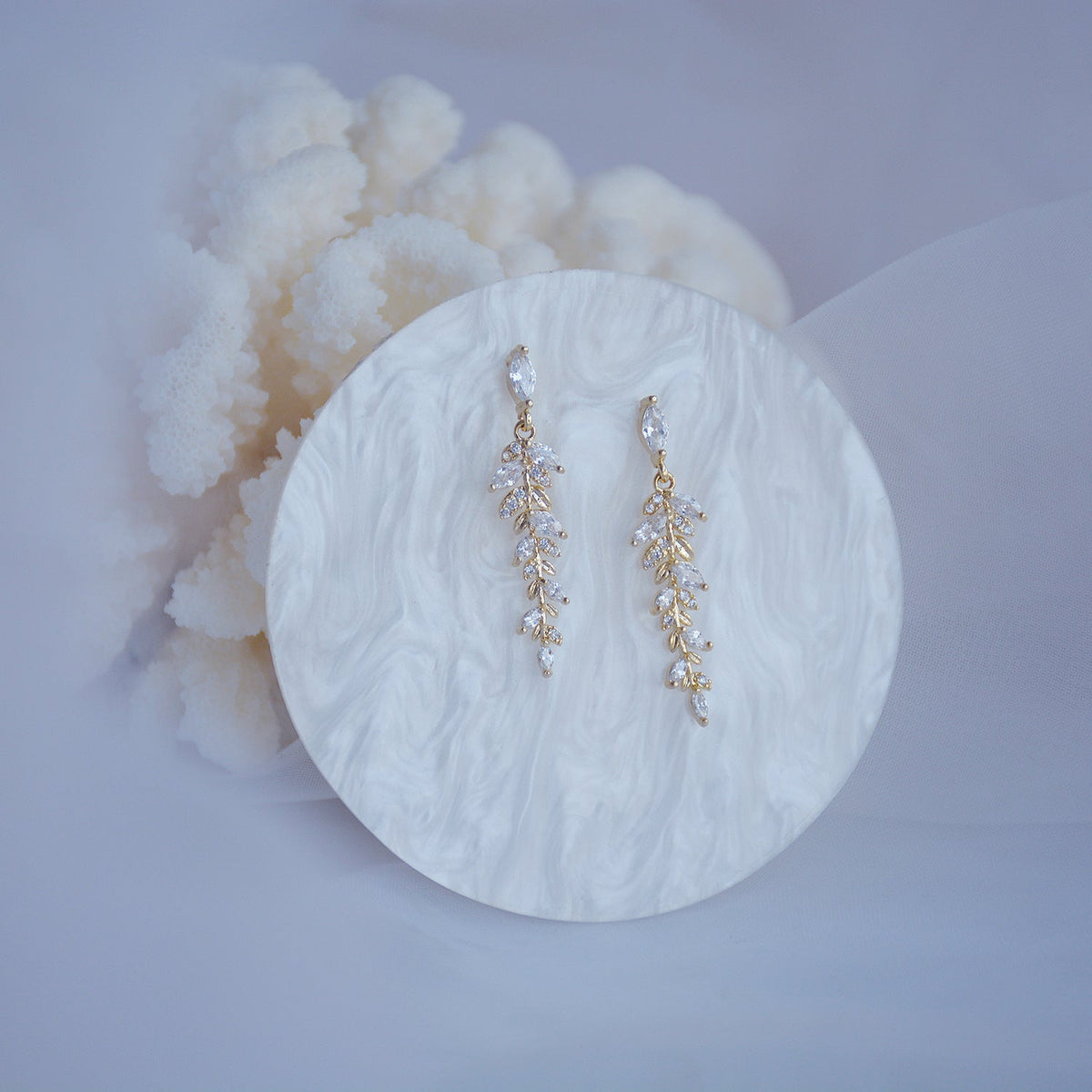 18K Gold Leaf Drop Earrings