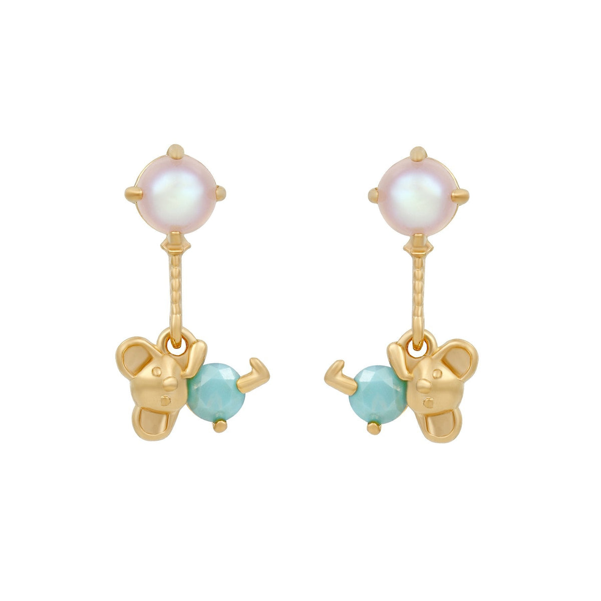 18K Gold Plated Bear Stud Earrings Set