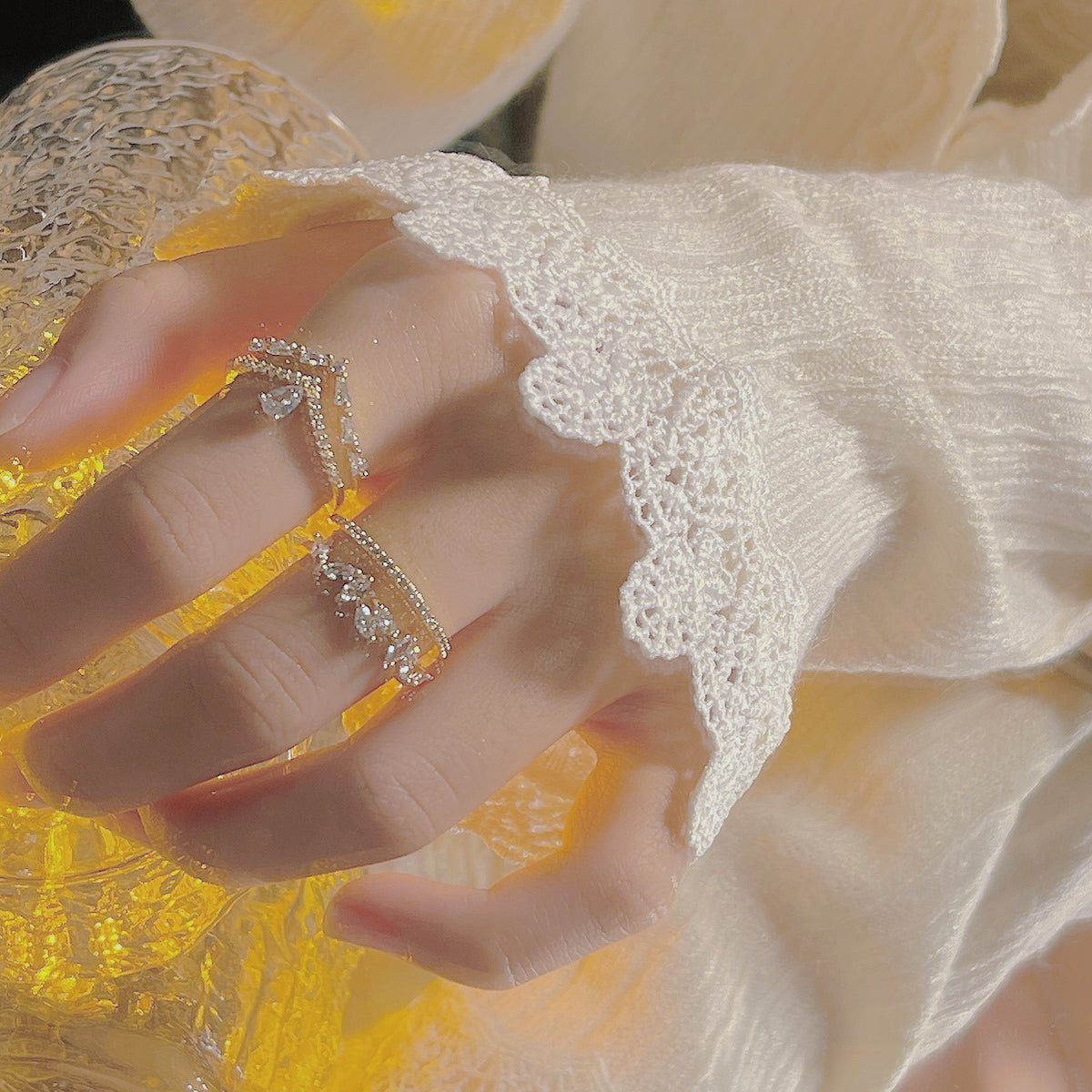 14ct Gold Crystal Stacking Ring