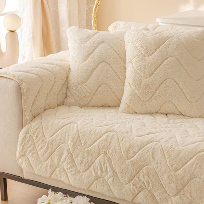 Faux Fur Sofa Couch Cover, Plush Shaggy Sectional Couch Covers