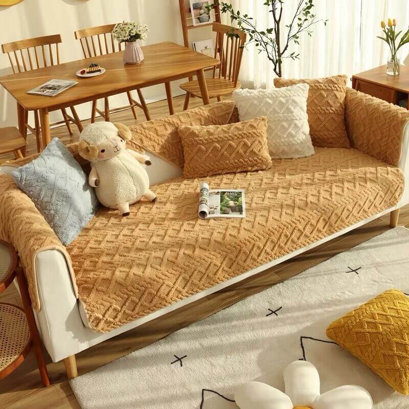 Cotton Quilted Sectional Couch Covers, Furniture Protector Anti-Slip Couch Covers