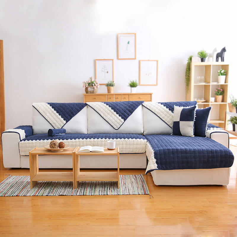 Super Soft Plush Couch Cover, Anti-Slip Sectional Couch Cover, L Shape Sofa Cover